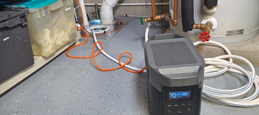 EcoFlow Delta connected to sump pump in the basement pit